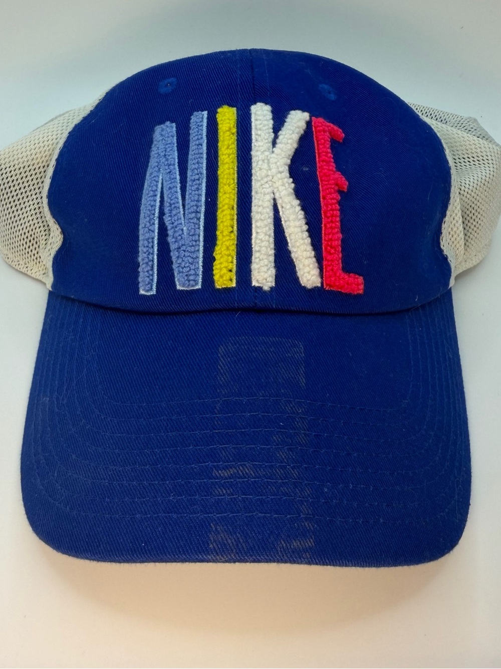 Nike Youth Royal Blue Mesh Back Cap with Multicolor Chenille Logo
